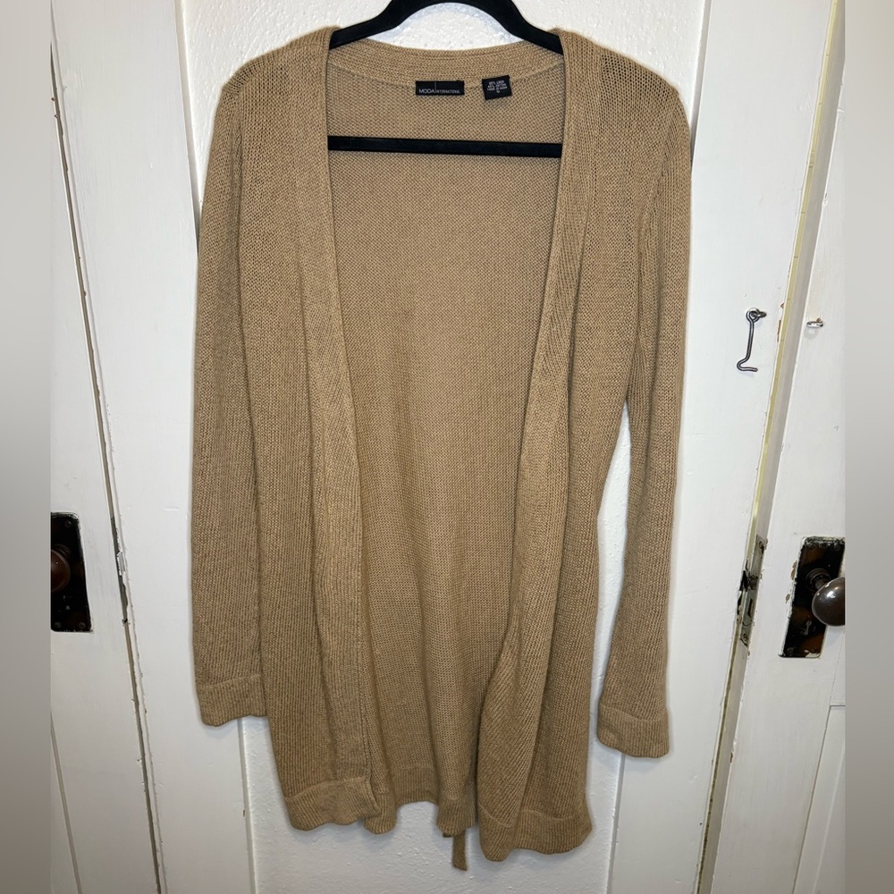 Moda International Beige Linen Blend Cardigan